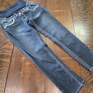 New Recruit dark wash denim maternity jeans white stitching embellished pockets